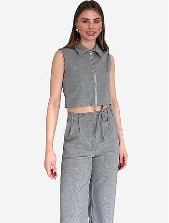 Conjunto de dos piezas de cintura alta y pierna ancha my fashion