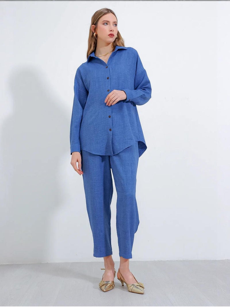 Conjunto de dos piezas de lino bdart Azul zafiro - Kiabi