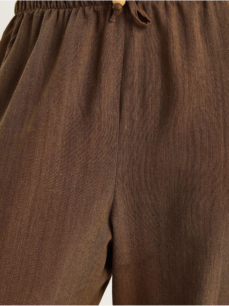 Conjunto de dos piezas de lino mezclado sin mangas y cintura alta lucci Marrón chocolate - Kiabi