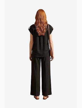 Conjunto de dos piezas de pernera ancha de talle alto con cuello de camisa my fashion
