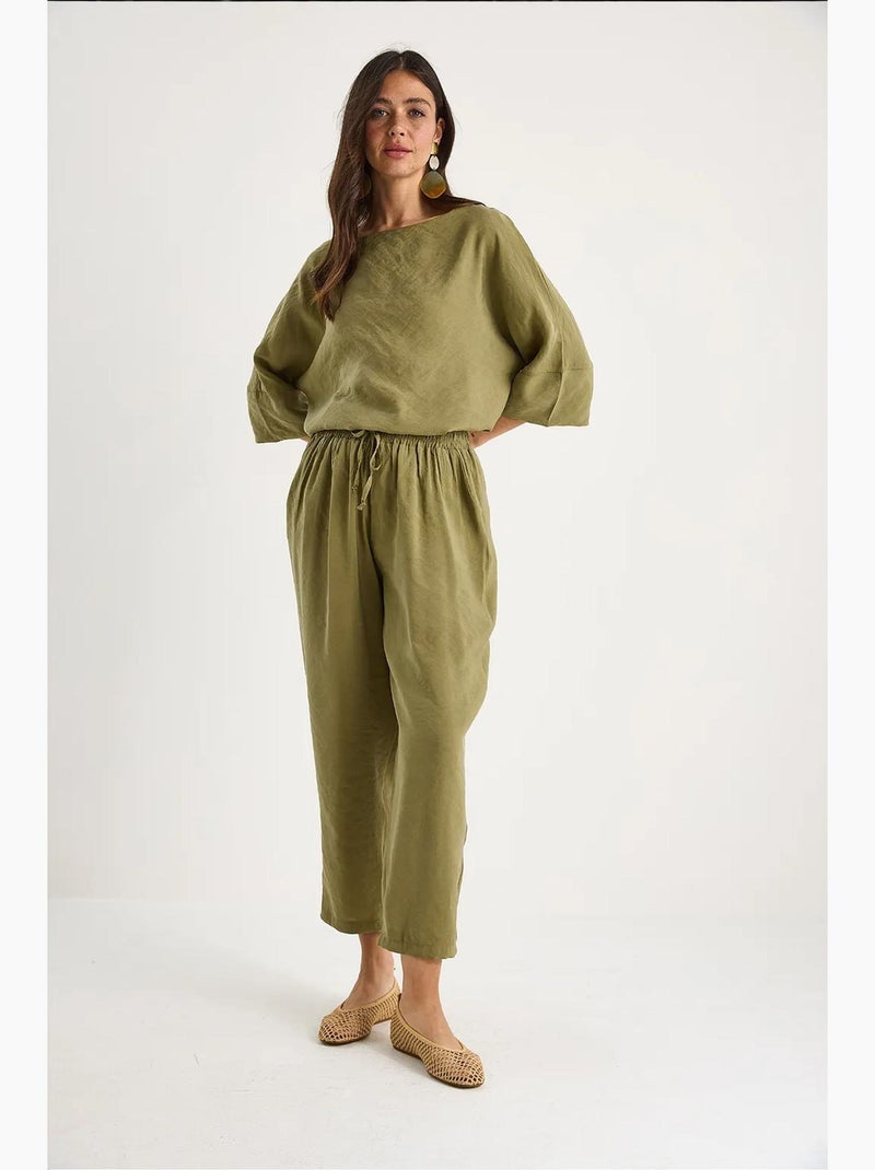 Conjunto de dos piezas de poliéster con cuello barco extragrande lucci Verde caqui - Kiabi