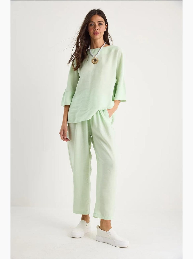 Conjunto de dos piezas de poliéster con cuello barco extragrande lucci Verde menta - Kiabi