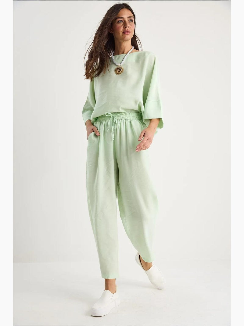Conjunto de dos piezas de poliéster con cuello barco extragrande lucci Verde menta - Kiabi