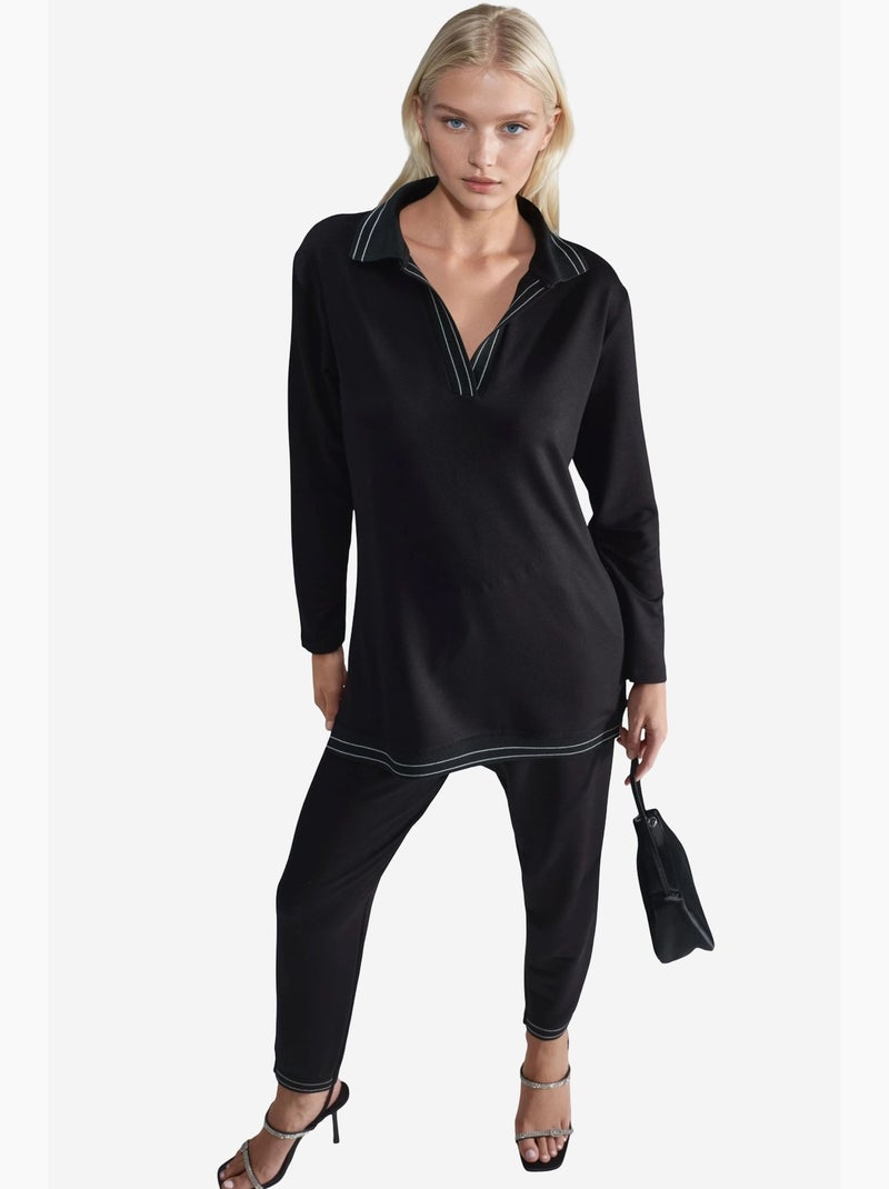 Conjunto de dos piezas de polo largo y pierna ajustada hiccup Negro - Kiabi