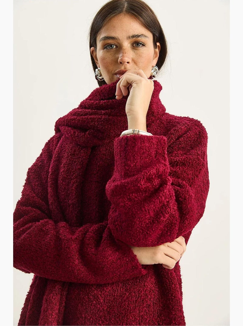 Conjunto de dos piezas de punto acanalado extragrande con pantalones de cintura alta lucci Rojo burdeos - Kiabi