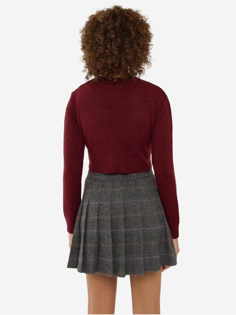 Conjunto de dos piezas de punto con escote en V y detalle de botones Rojo - Kiabi