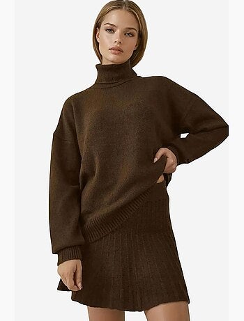 Conjunto de dos piezas de punto con falda y suéter bdart