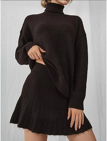 Conjunto de dos piezas de punto con falda y suéter bdart