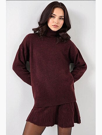 Conjunto de dos piezas de punto con falda y suéter bdart