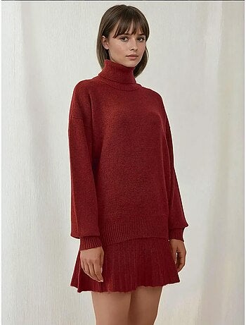 Conjunto de dos piezas de punto con falda y suéter bdart