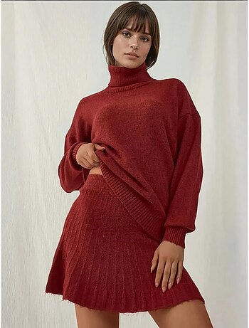 Conjunto de dos piezas de punto con falda y suéter bdart