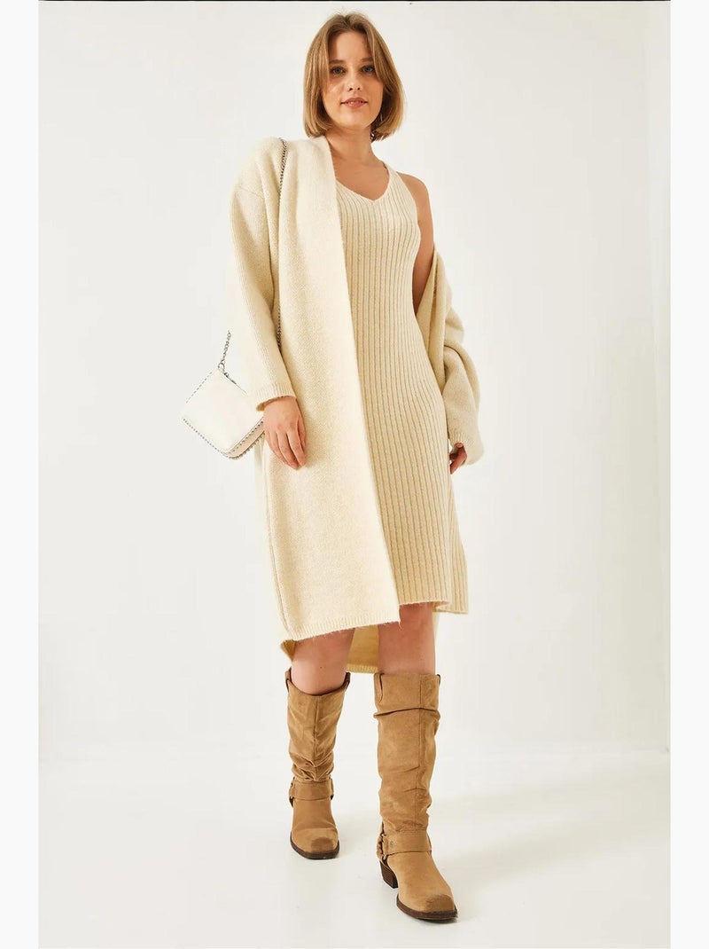 Conjunto de dos piezas de vestido y cárdigan lucci Beige arcilla - Kiabi