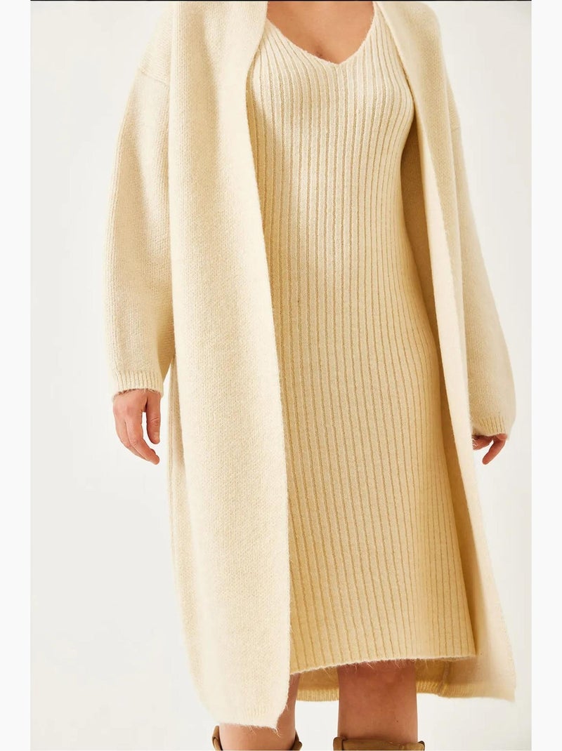 Conjunto de dos piezas de vestido y cárdigan lucci Beige arcilla - Kiabi