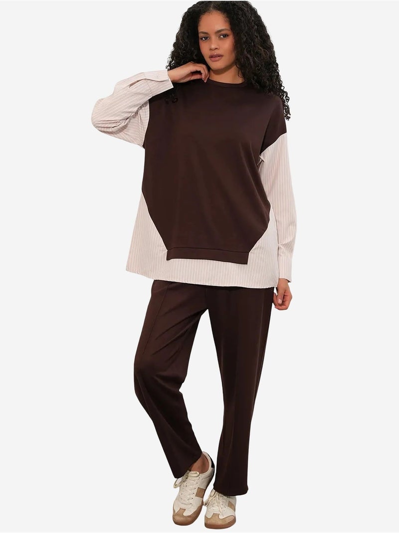 Conjunto de dos piezas tejido a rayas bdart Marrón oscuro - Kiabi