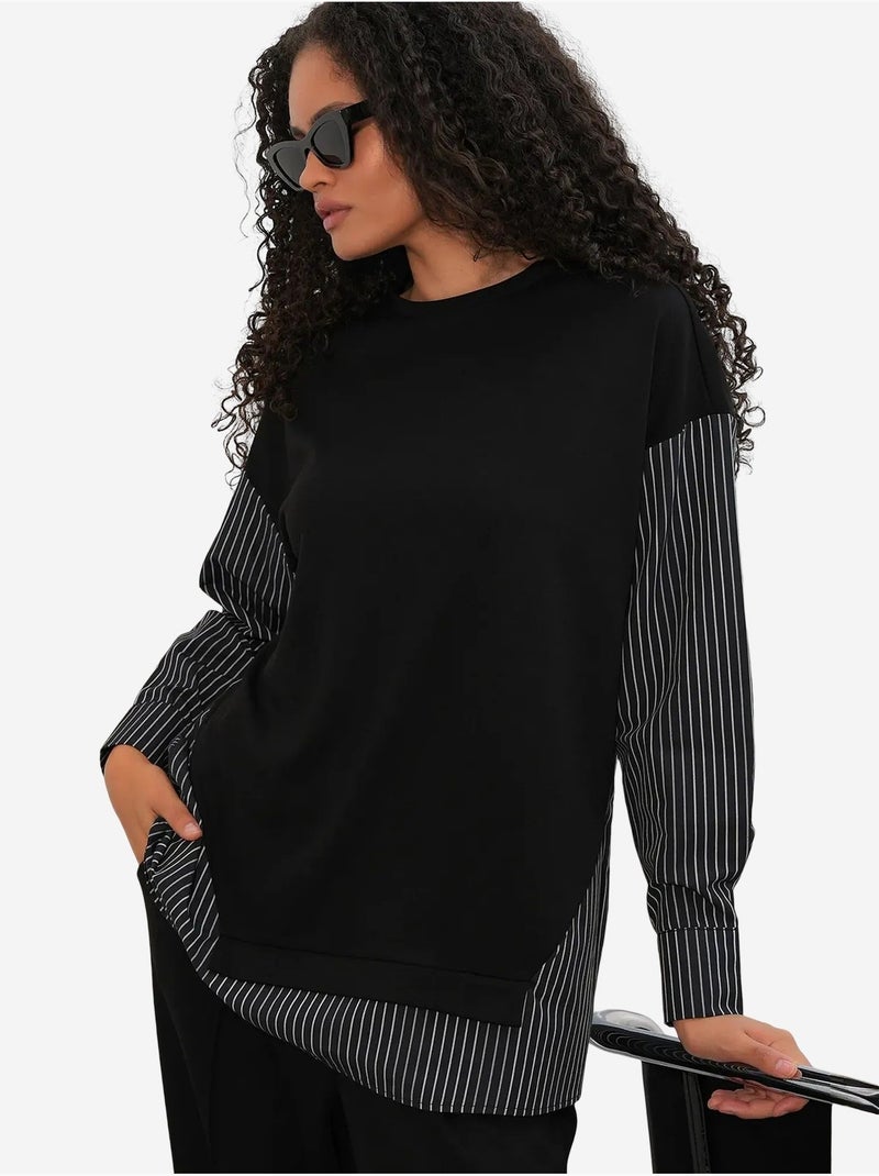 Conjunto de dos piezas tejido a rayas bdart Negro - Kiabi