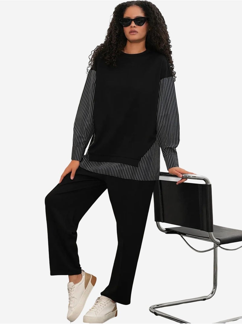 Conjunto de dos piezas tejido a rayas bdart Negro - Kiabi