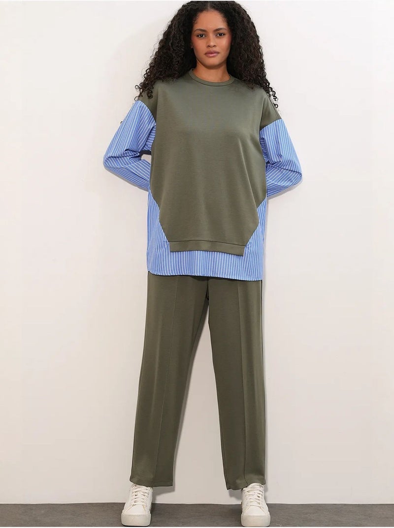 Conjunto de dos piezas tejido a rayas bdart Verde caqui - Kiabi