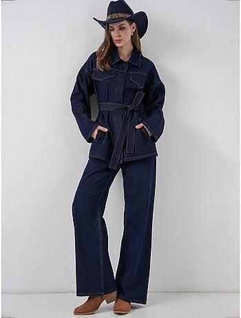Conjunto de dos piezas vaqueras con cuello de chaqueta bdart
