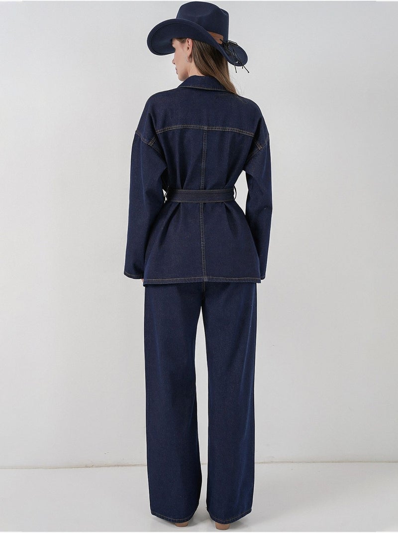 Conjunto de dos piezas vaqueras con cuello de chaqueta bdart Azul marino - Kiabi