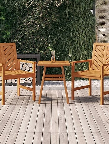 Conjunto de dos sillas de jardín de madera de acacia