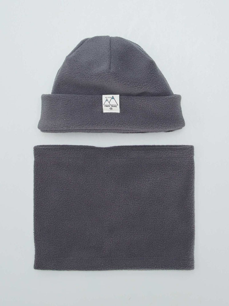 Conjunto de esquí gorro + braga de tejido polar GRIS - Kiabi