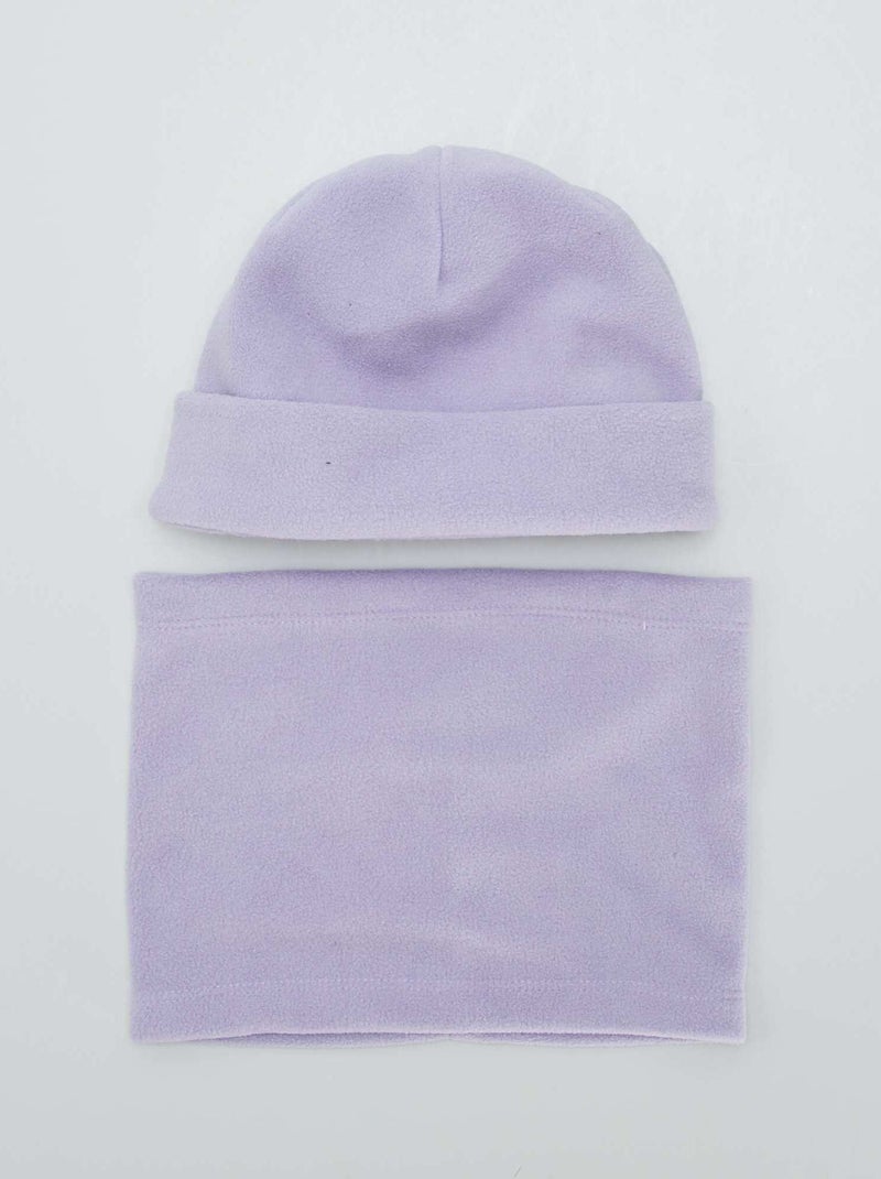 Conjunto de esquí gorro + braga de tejido polar PURPURA - Kiabi