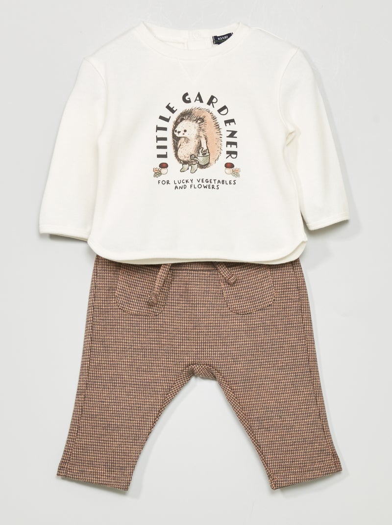 Conjunto de felpa - Sudadera + pantalón BLANCO - Kiabi