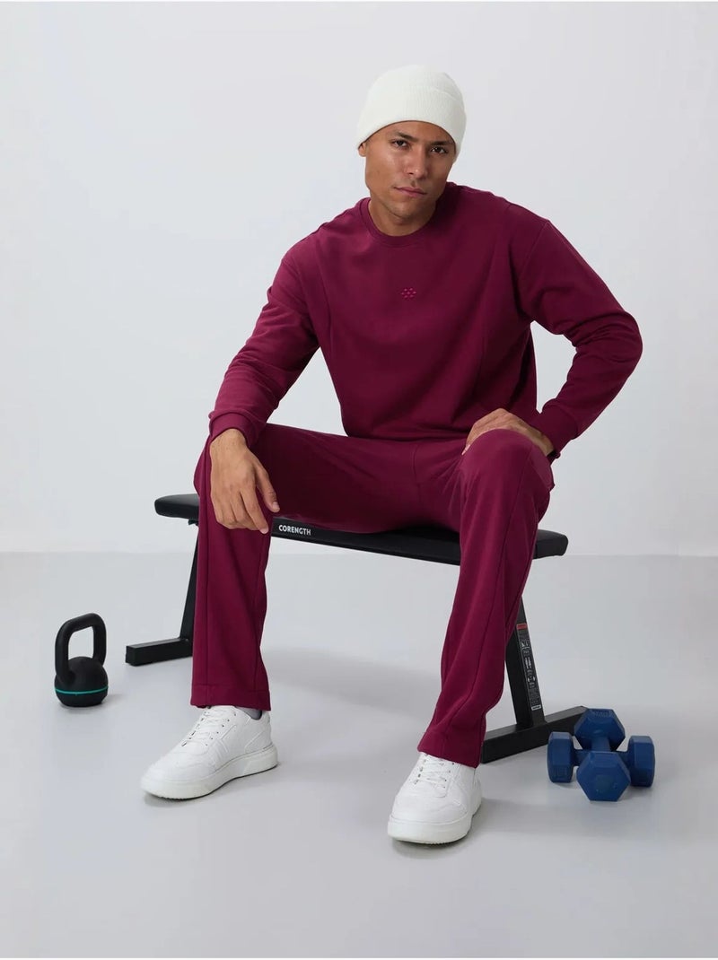 Conjunto de felpa de algodón y poliéster para hombre con sudadera y pantalón tommy Rojo burdeos - Kiabi