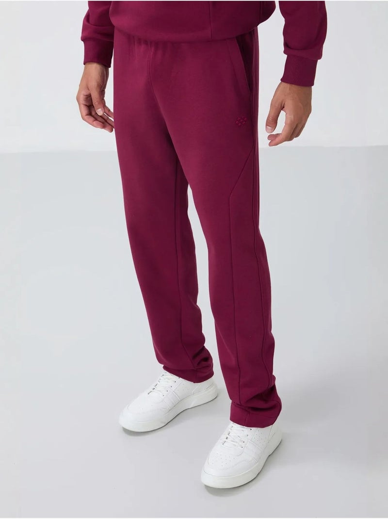 Conjunto de felpa de algodón y poliéster para hombre con sudadera y pantalón tommy Rojo burdeos - Kiabi
