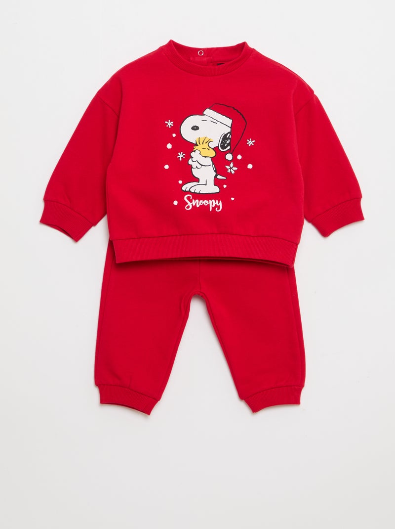 Conjunto de felpa sudadera + pantalón 'Snoopy' - 2 piezas Rojo - Kiabi
