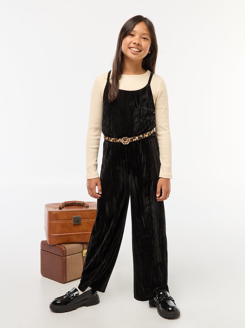 Conjunto de fiesta camiseta + mono de tirantes Negro - Kiabi