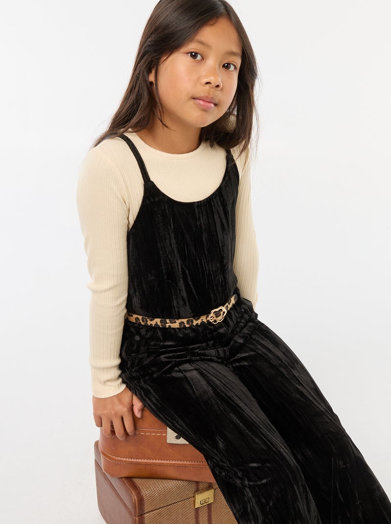Conjunto de fiesta camiseta + mono de tirantes Negro - Kiabi