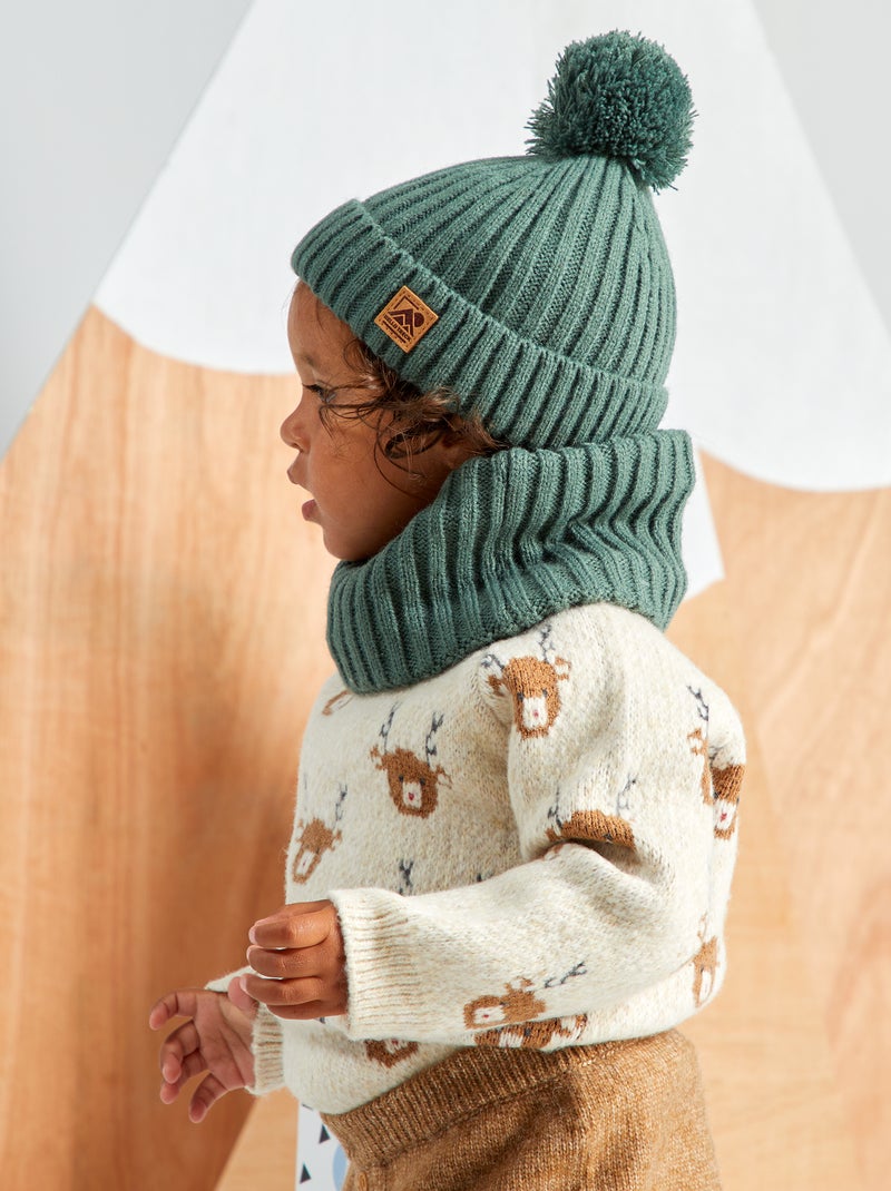 Conjunto de gorro, braga y manoplas VERDE - Kiabi