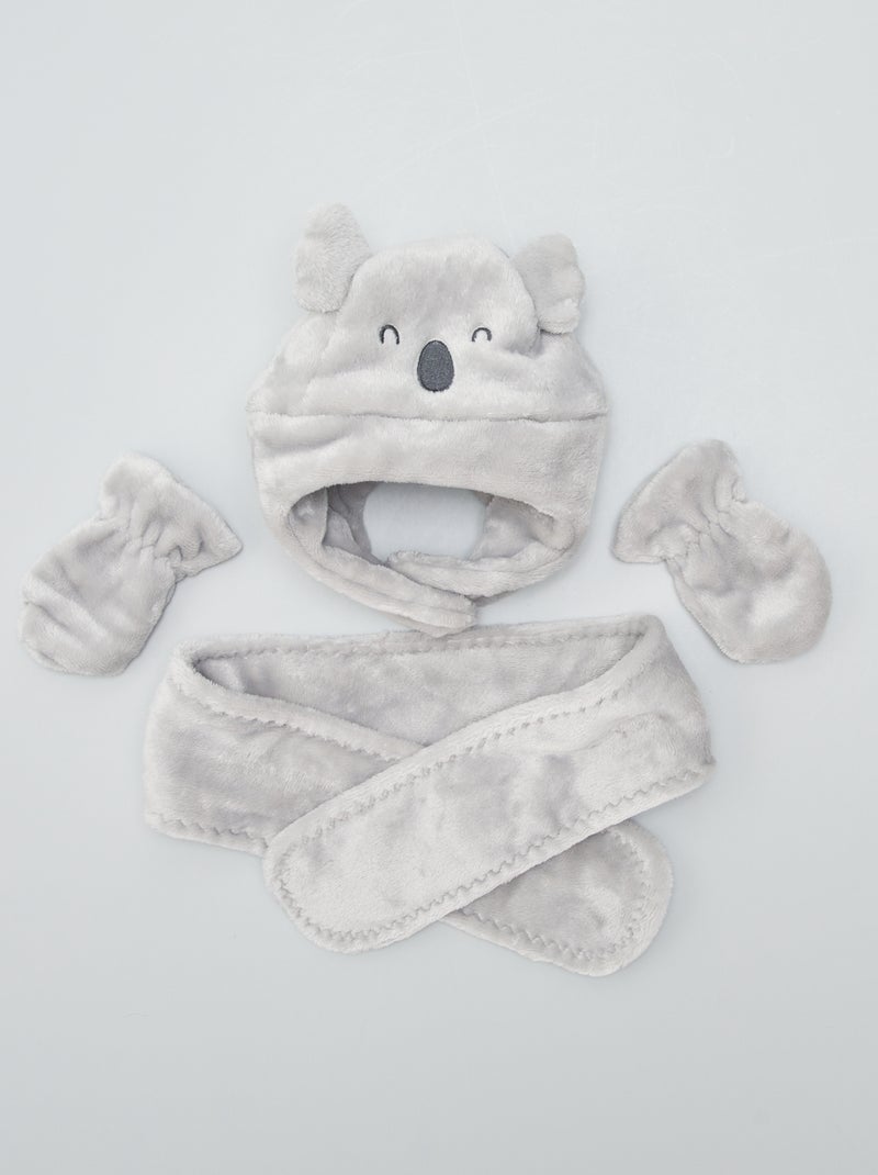 Conjunto de gorro + bufanda + manoplas GRIS - Kiabi