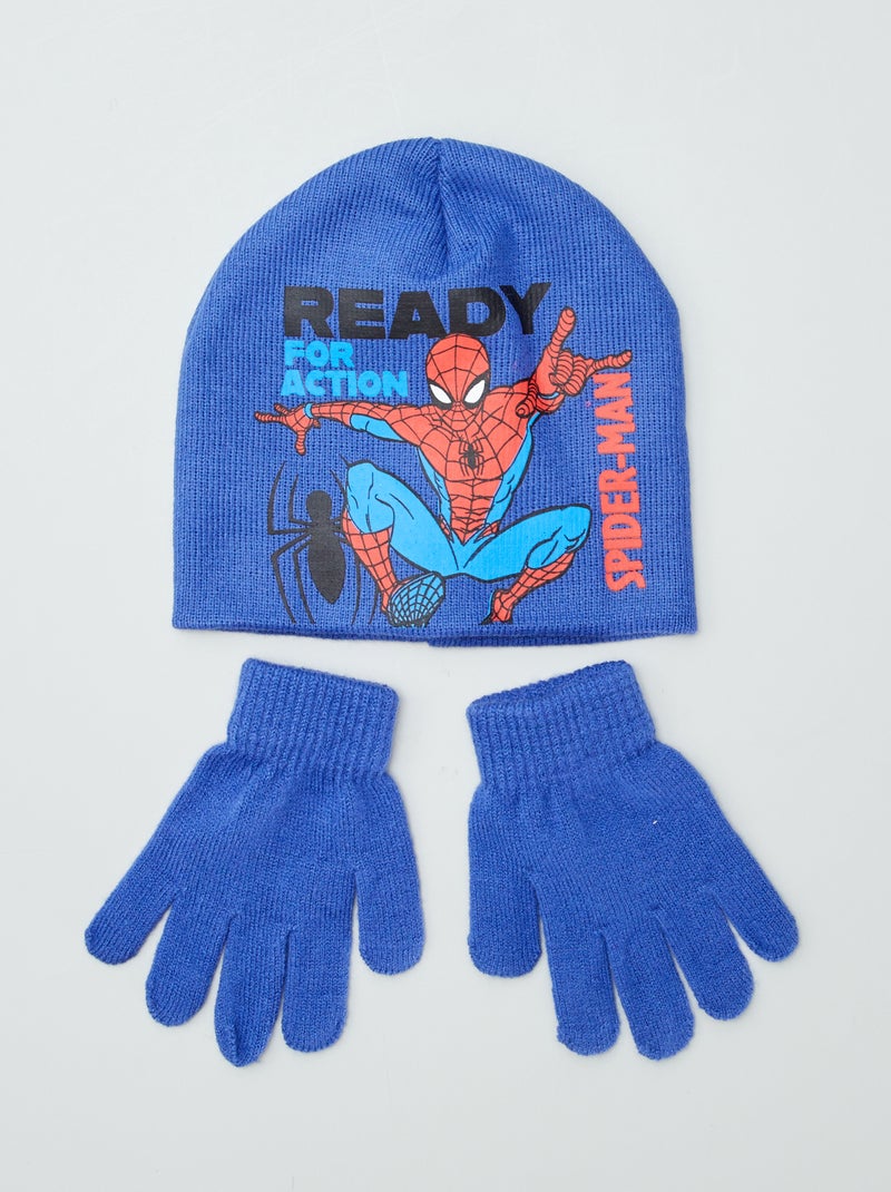 Conjunto de gorro + guantes 'Spiderman'  - 2 piezas AZUL - Kiabi