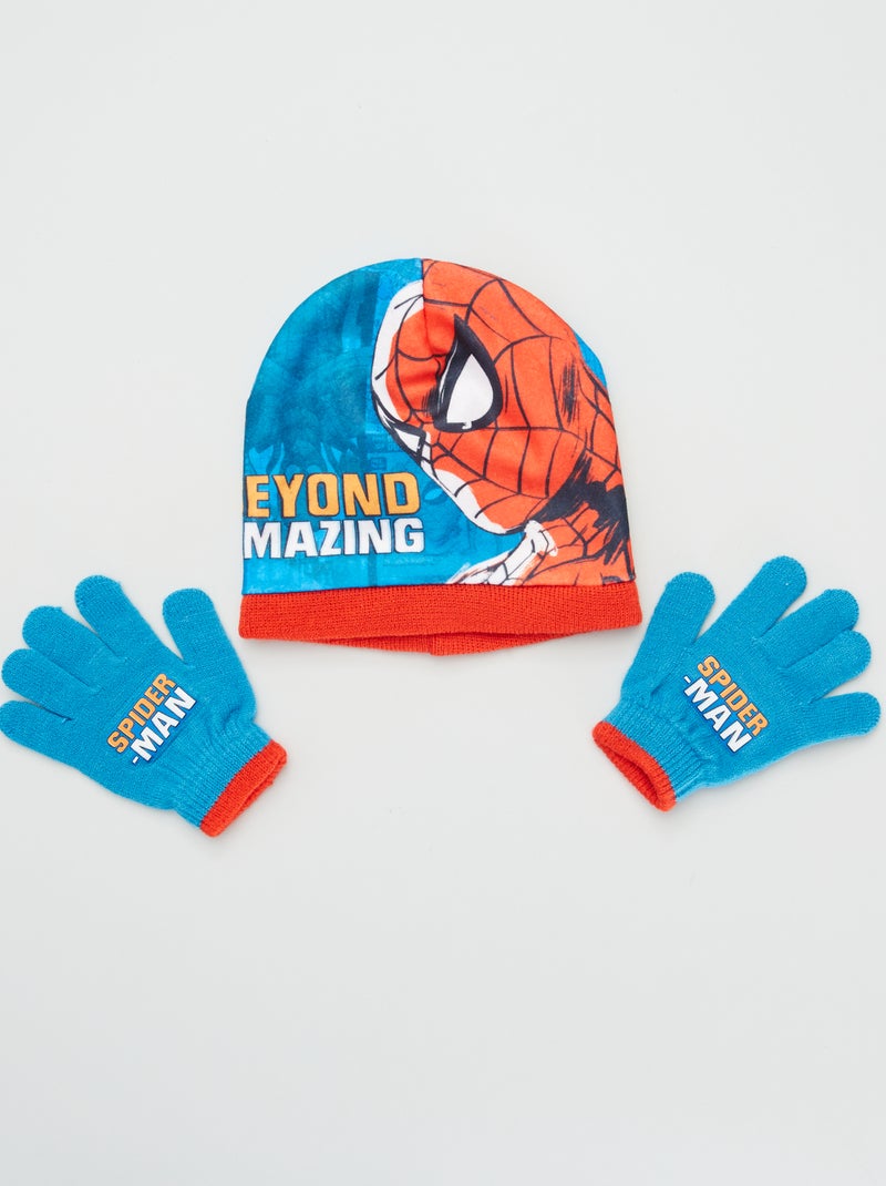 Conjunto de gorro + guantes Spiderman azul - Kiabi