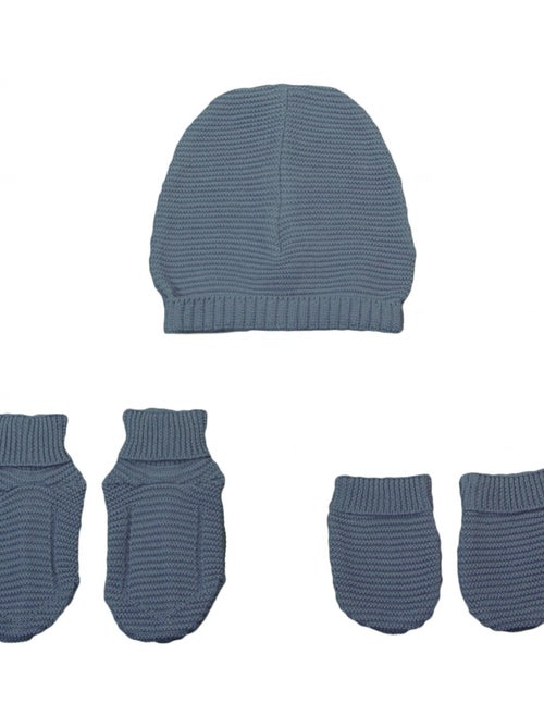 Conjunto de gorro, patucos y manoplas de punto de algodón orgánico para bebés de 0 a 3 meses - Kiabi