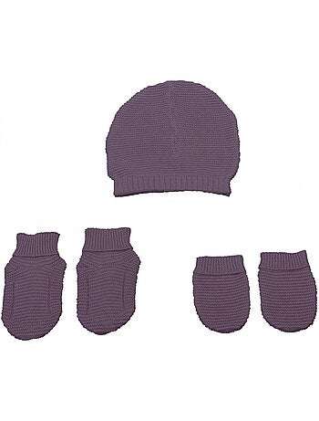 Conjunto de gorro, patucos y manoplas de punto de algodón orgánico para bebés de 0 a 3 meses