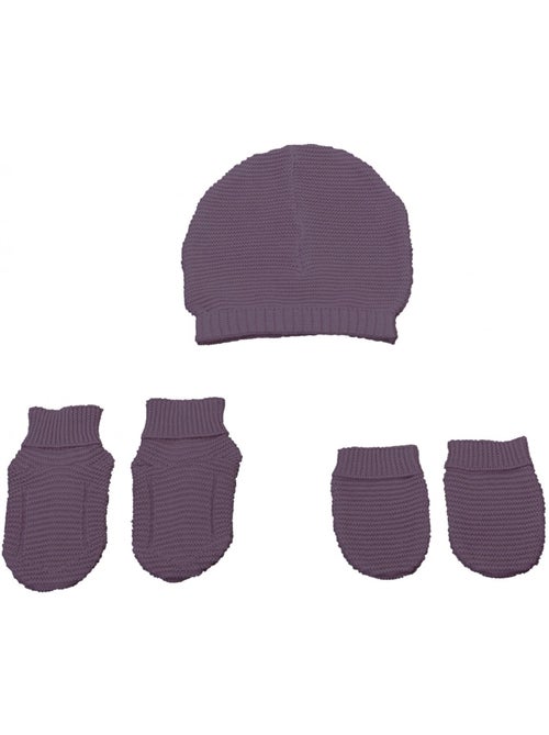 Conjunto de gorro, patucos y manoplas de punto de algodón orgánico para bebés de 0 a 3 meses - Kiabi
