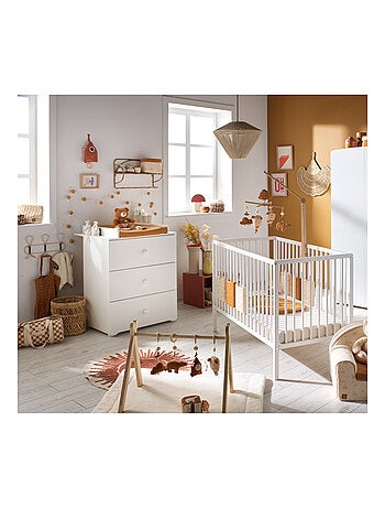 Conjunto de habitación completa para bebé con cuna de 120x60?cm con barrotes y cómoda - BABYPRICE