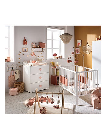 Conjunto de habitación completa para bebé con cuna de 120x60?cm con barrotes y cómoda - BABYPRICE