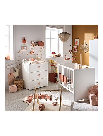 Conjunto de habitación completa para bebé con cuna de 120x60?cm y cómoda con cambiador de 3 cajones.