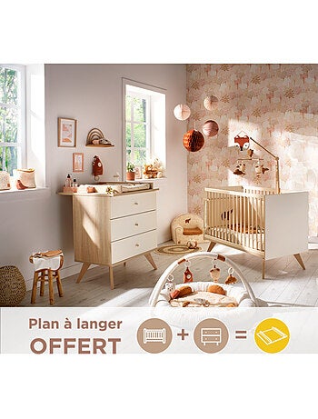 Conjunto de habitación para bebé Camille: cuna 120x60 + cómoda con cambiador – - SAUTHON