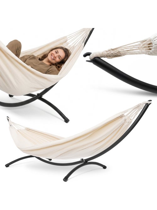 Conjunto de hamaca de jardín hypermotion con soporte metálico arqueado 200 x 150 cm - Kiabi