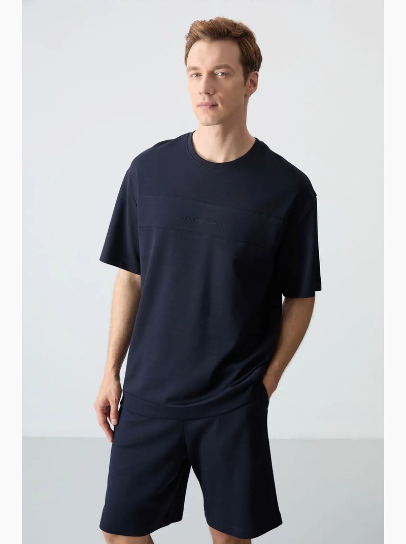 Conjunto de hombre de camiseta oversize y shorts de mezcla de algodón tommy Azul marino - Kiabi