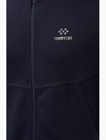 Conjunto de hombre de sudadera de manga larga con cremallera y pantalón tommy