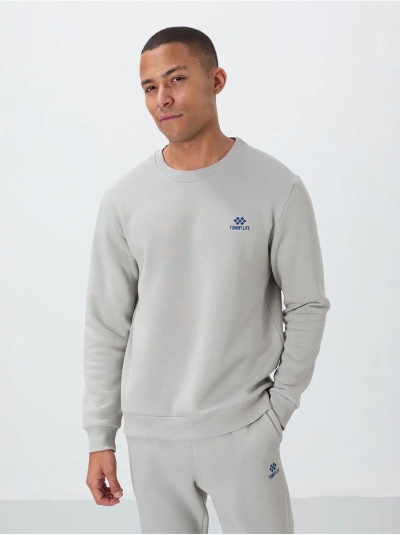 Conjunto de hombre de sudadera y pantalón de felpa de algodón y poliéster tommy Gris claro - Kiabi