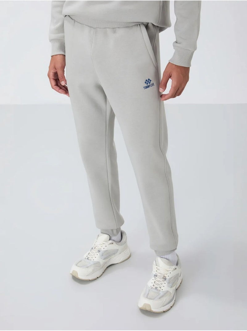 Conjunto de hombre de sudadera y pantalón de felpa de algodón y poliéster tommy Gris claro - Kiabi