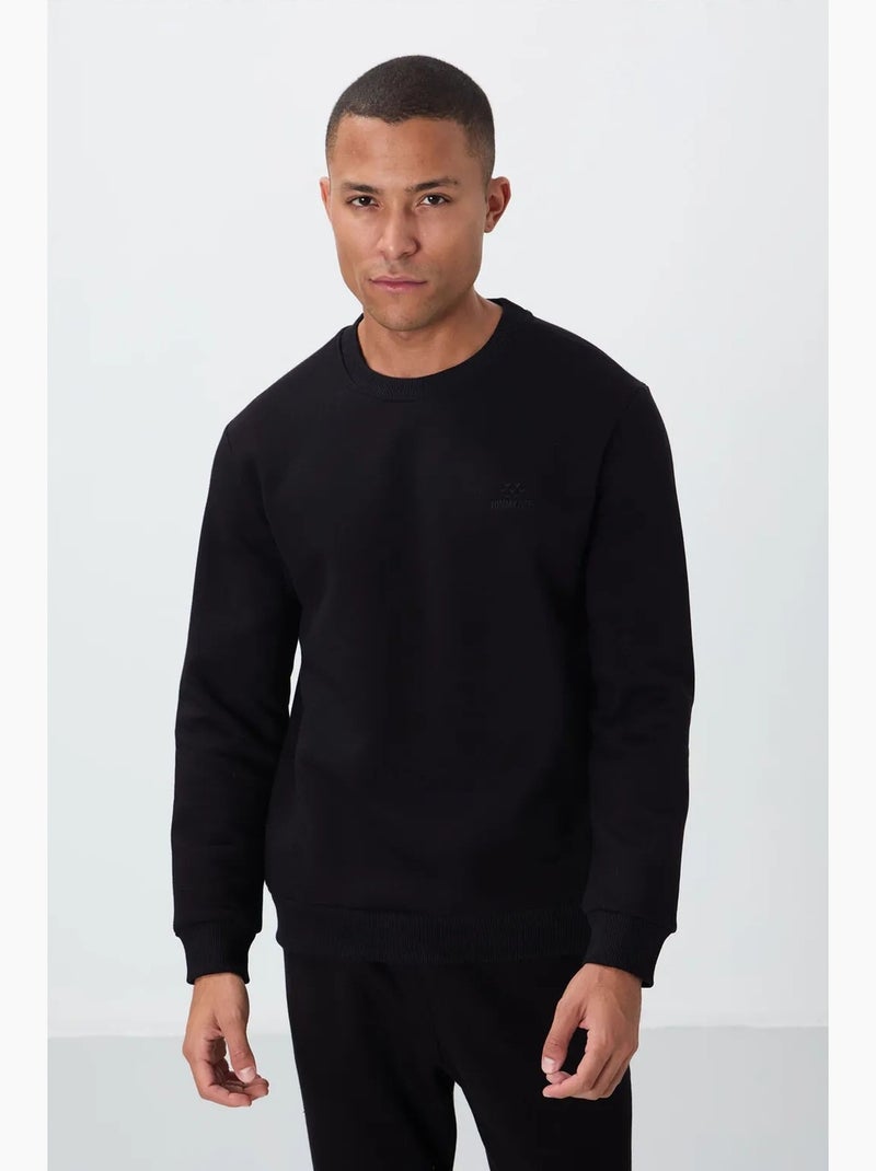 Conjunto de hombre de sudadera y pantalón de felpa de algodón y poliéster tommy Negro - Kiabi