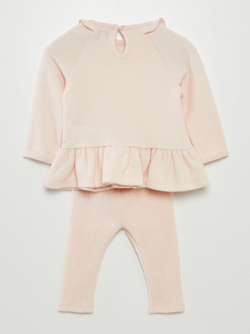Conjunto de jersey ancho con volante + legging - 2 piezas ROSA - Kiabi